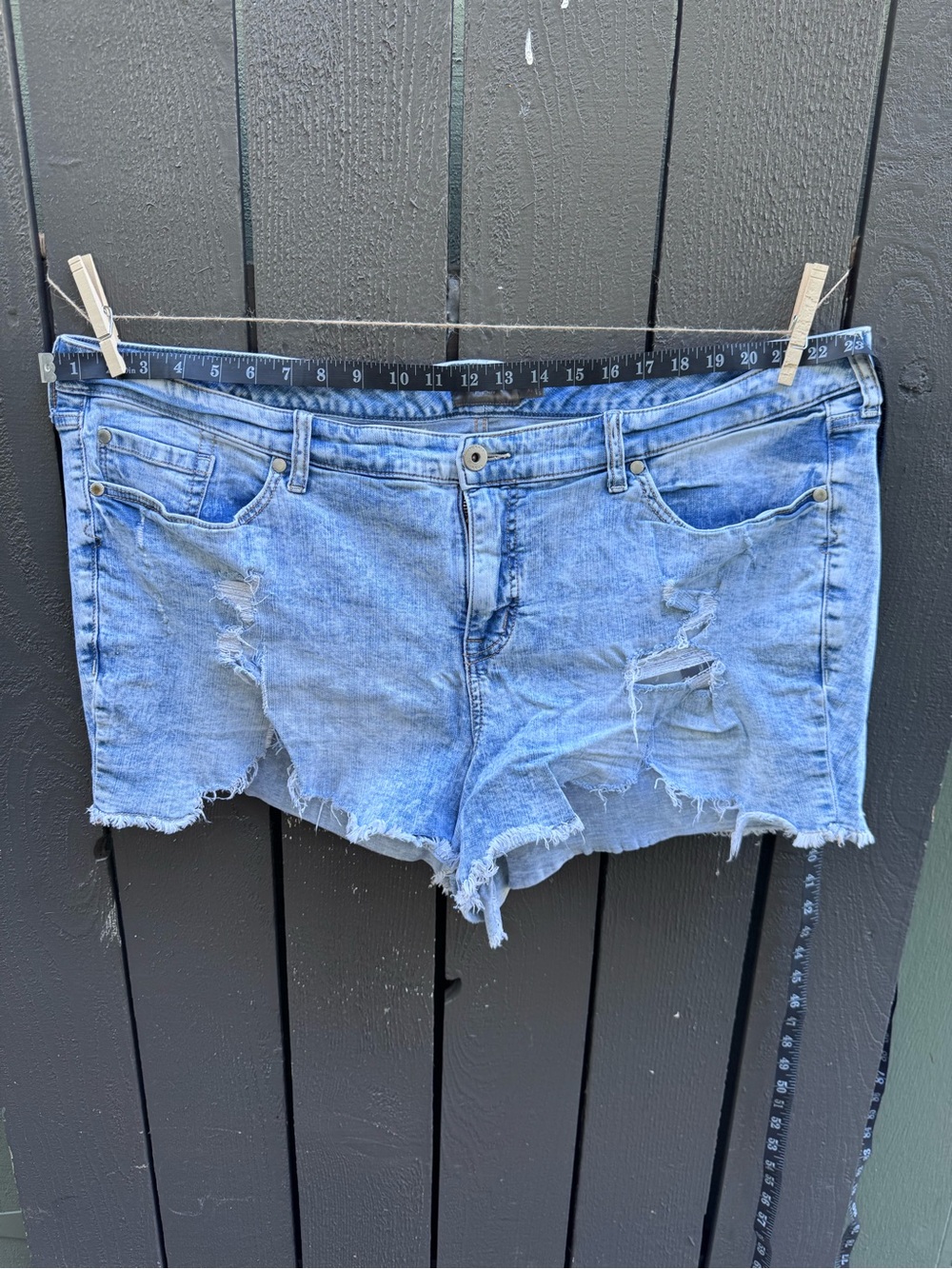 Torrid Light Blue Distressed Denim Jean Shorts, Size 26